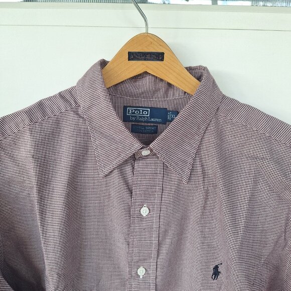 Vintage Ralph Lauren Button Down Red/White Checkered Men XL Long Sleeve Shirt - Picture 5 of 11